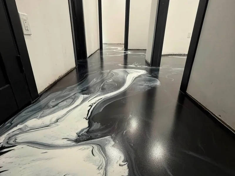 Metallic epoxy hallway floor Jefferson Oregon